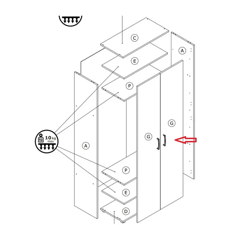 ZZ-Anta G x Kit ARMADIO/SCARP. 2A CM.70X36X181H Bianca — Arredo — rif. FERX.603596 ZZ-Anta G x Kit ARMADIO/SCARP. 2A CM.70X36X181H Bianca — Arredo — rif. FERX.603596