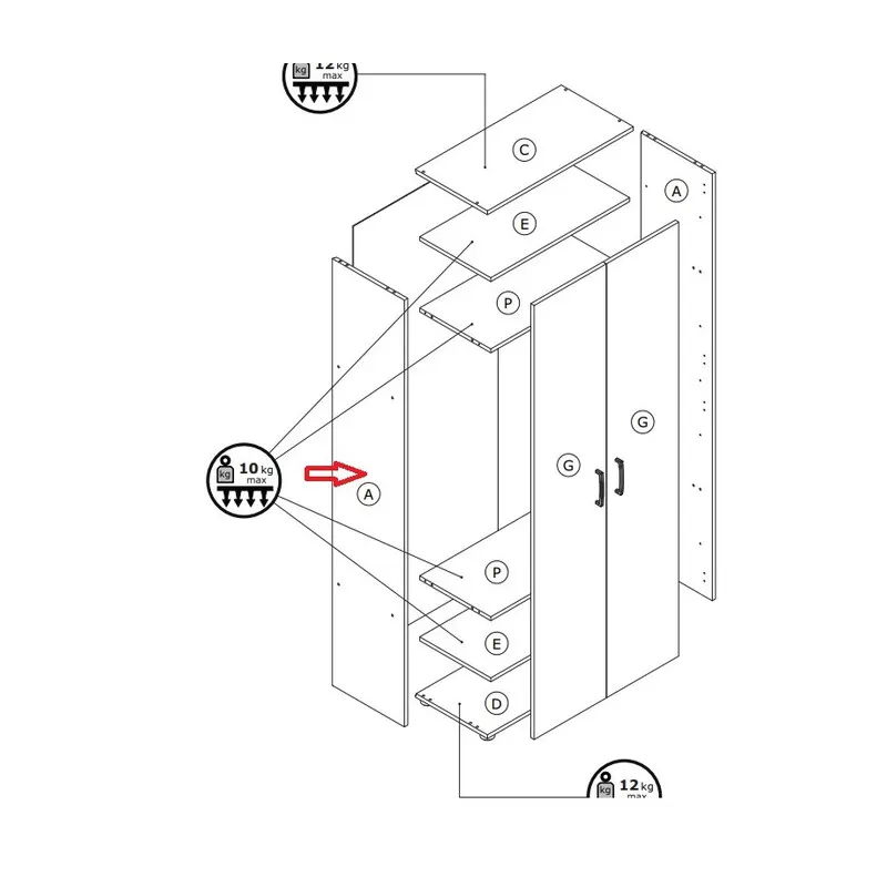 ZZ-Fianco a x Kit ARMADIO/SCARP. 2A CM.70X36X181H Bianca — Arredo — rif. FERX.603597 ZZ-Fianco a x Kit ARMADIO/SCARP. 2A CM.70X36X181H Bianca — Arredo — rif. FERX.603597