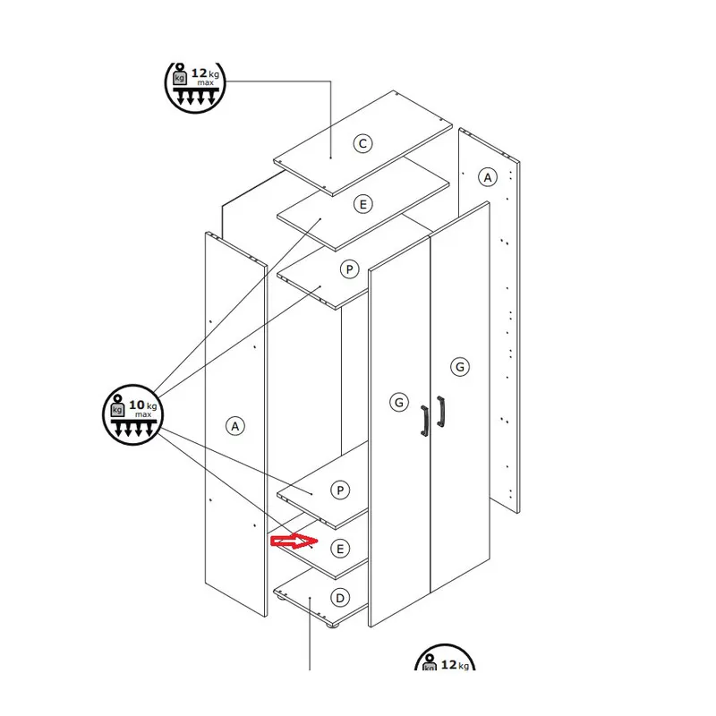 ZZ-Mensola e x Kit ARMADIO/SCARP. 2A CM.70X36X181H Bianca — Arredo — rif. FERX.603599