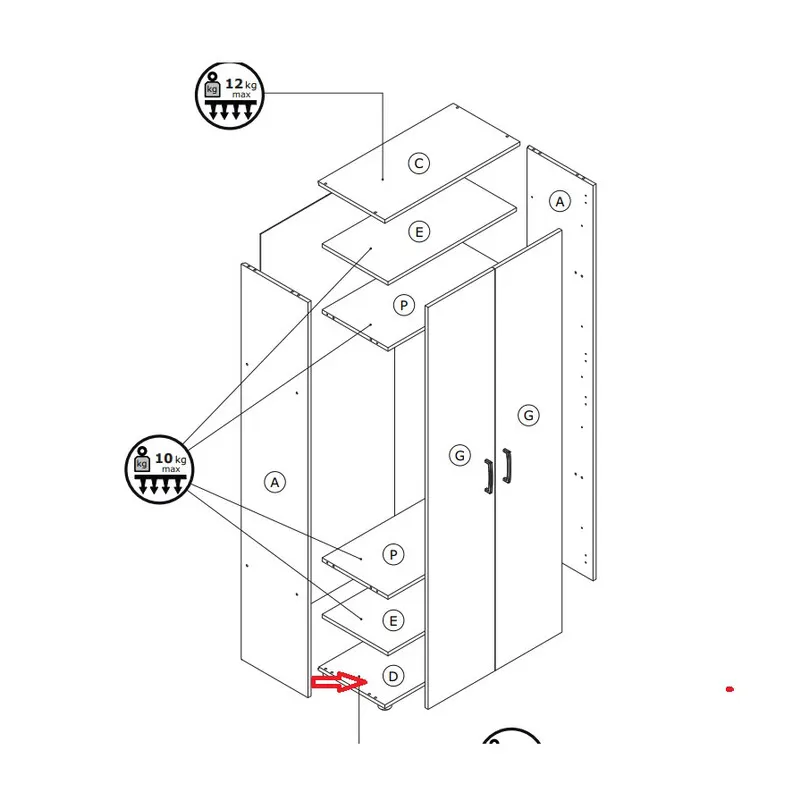 ZZ-Base D x Kit ARMADIO/SCARP. 2A CM.70X36X181H Bianca — Arredo — rif. FERX.603600 ZZ-Base D x Kit ARMADIO/SCARP. 2A CM.70X36X181H Bianca — Arredo — rif. FERX.603600