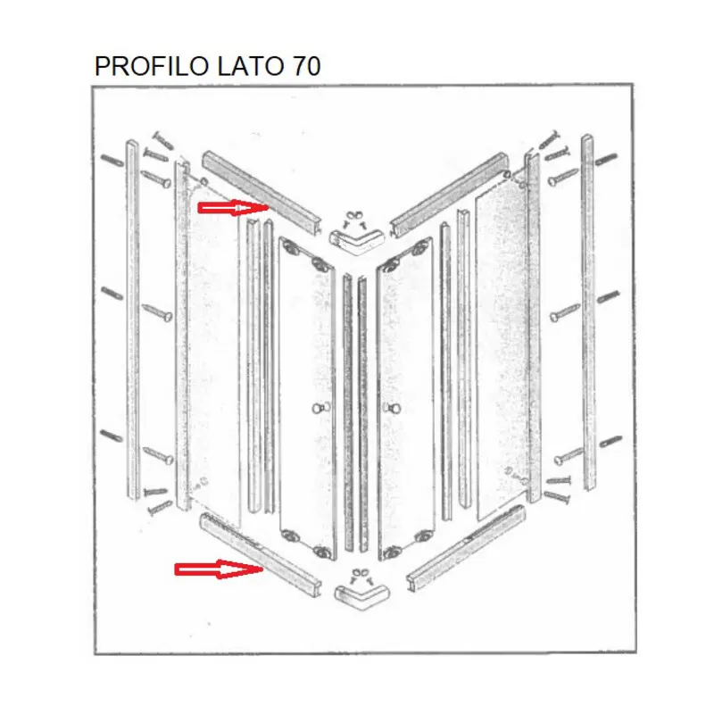 ZZ-Profilo Lato 70 x Box Doccia CRIST.TRAS/SER.MM.6 CM.70X90 Lusso — Accessori bagno — rif. FERX.603609 ZZ-Profilo Lato 70 x Box Doccia CRIST.TRAS/SER.MM.6 CM.70X90 Lusso — Accessori bagno — rif. FERX.603609