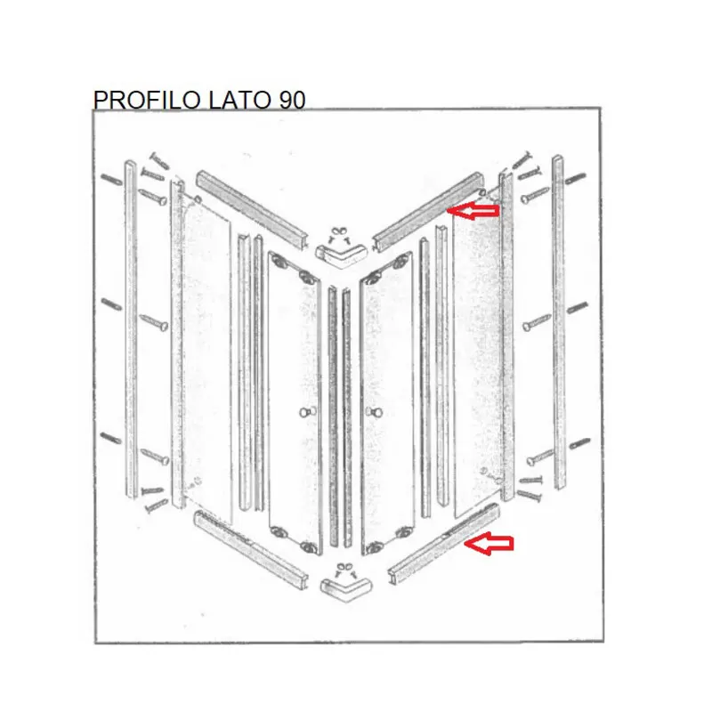 ZZ-Profilo Lato 90 (PZ2) x Box Doccia CRIST.TRAS/SER.MM.6 CM.70X90 Lusso — Accessori bagno — rif. FERX.603610