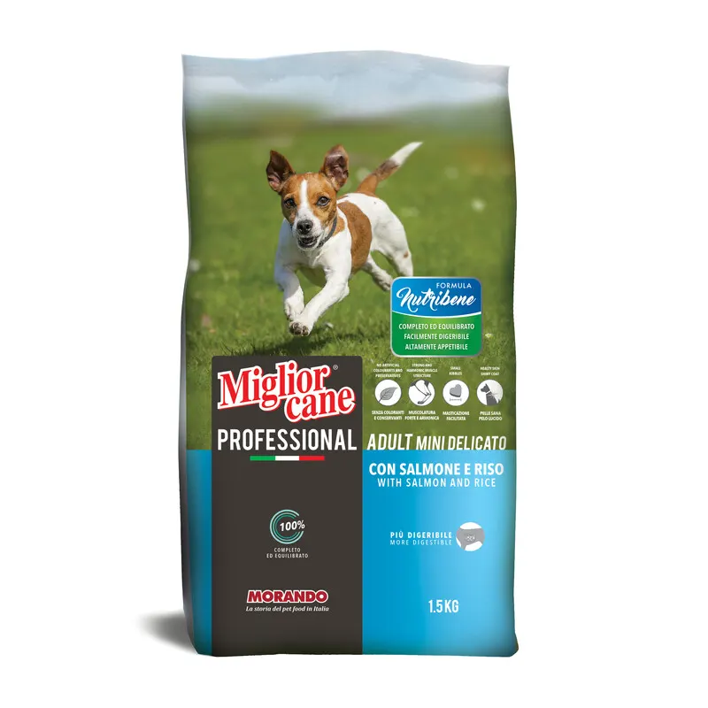 Morando Cane KG.1,5 Adult Mini Delic. Salmone e RIS0 — Cani — rif. FERX.646218 Morando Cane KG.1,5 Adult Mini Delic. Salmone e RIS0 — Cani — rif. FERX.646218