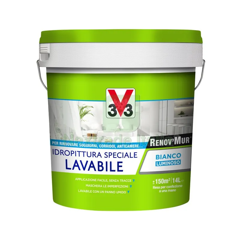 V33 RENOVMUR LAVABILE BIANCO OPACO LT.14 — Casalinghi e organizzazione — rif. FERX.681826 V33 RENOVMUR LAVABILE BIANCO OPACO LT.14 — Casalinghi e organizzazione — rif. FERX.681826
