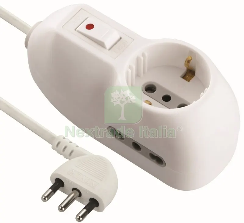5PZ MULTIPRESA 10A-2 PRESE BIPASSO +1 SCHUKO CON INTERRUTTORE DI SICUREZ — Interruttori e prese — rif. FERX.91485 5PZ MULTIPRESA 10A-2 PRESE BIPASSO +1 SCHUKO CON INTERRUTTORE DI SICUREZ — Interruttori e prese — rif. FERX.91485