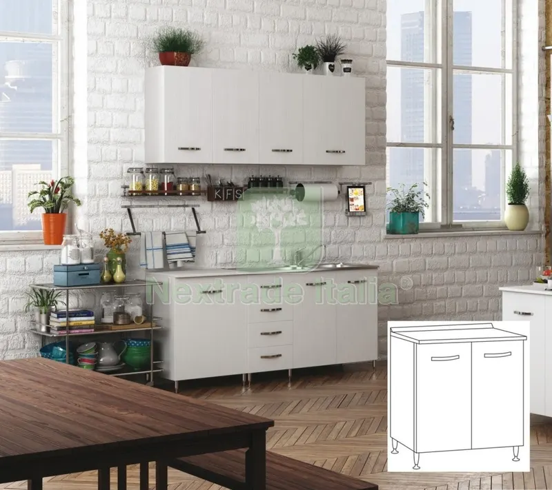 KIT CUCINA BASE 2 ANTE 80X50XH85 CM BIANCO — Casalinghi e organizzazione — rif. FERX.96423