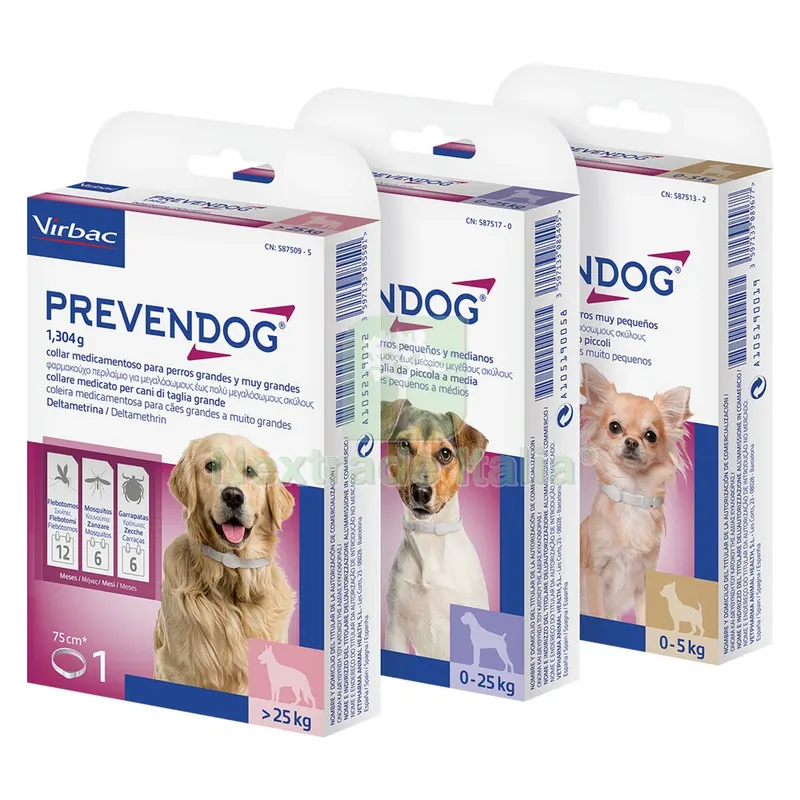 COLLARE ANTIPARASSITARIO PER CANI 'PREVENDOG' da 0 a 25 kg - cm. 60 (scatola 2 pezzi) — Igiene e accessori animali — rif. FERX.6800972NLM