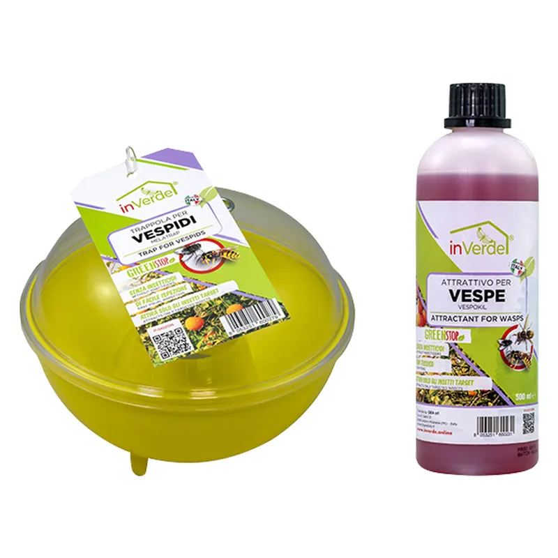 Kit 'melatrap' + Vespokil Trappola per Vespe Calabroni e Moscerini trappola + attrattivo 'Vespokil' — Protezione piante e sementi — rif. FERX.6063862NLM Kit 'melatrap' + Vespokil Trappola per Vespe Calabroni e Moscerini trappola + attrattivo 'Vespokil' — Protezione piante e sementi — rif. FERX.6063862NLM