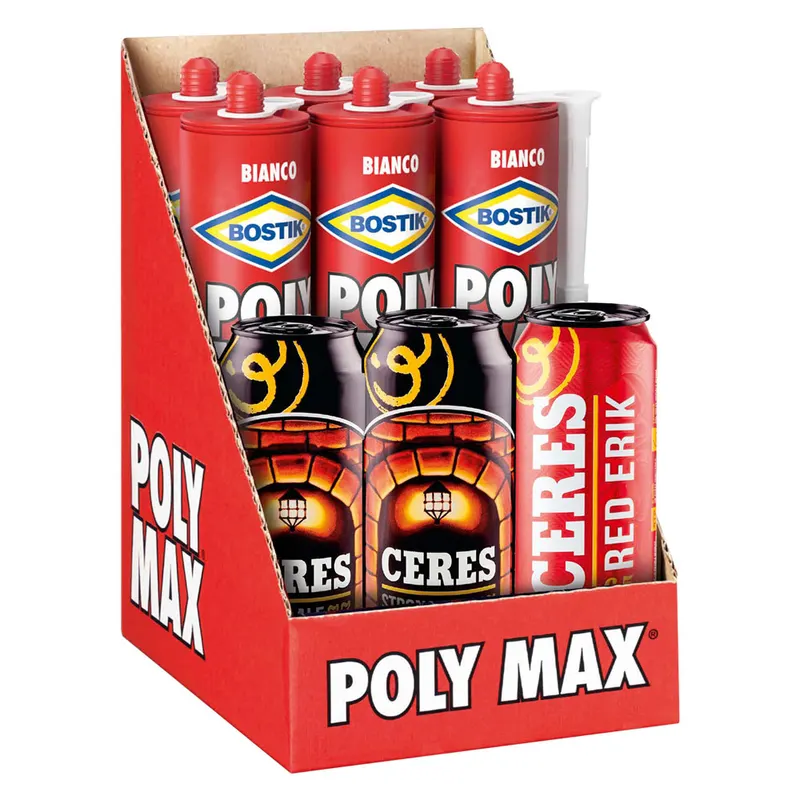 Espositore Super Promo Adesivo Sigillante Universale 'poly MAX' Original Express 6 cartucce da 425 gr + 3 lattine birra 500 ml omaggio — Adesivi e sigillanti — rif. FERX.9120061NLM Espositore Super Promo Adesivo Sigillante Universale 'poly MAX' Original Express 6 cartucce da 425 gr + 3 lattine birra 500 ml omaggio — Adesivi e sigillanti — rif. FERX.9120061NLM