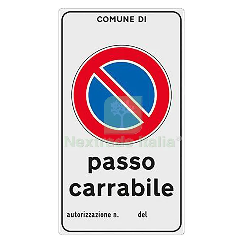CARTELLO 'PASSO CARRABILE' cm 45 x 25 — Cartelli e segnaletica — rif. FERX.106411NLM CARTELLO 'PASSO CARRABILE' cm 45 x 25 — Cartelli e segnaletica — rif. FERX.106411NLM