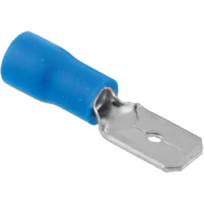 12CF Terminale Piatto Maschio a Stringere Blu x Cavo MMQ 1,5/2,5 MM 6,3 CF=PZ 10 — rif. FERX.VIR7406505 12CF Terminale Piatto Maschio a Stringere Blu x Cavo MMQ 1,5/2,5 MM 6,3 CF=PZ 10 — rif. FERX.VIR7406505