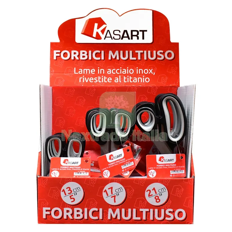 ESPOSITORE FORBICI MULTIUSO 'KASART' 18 pezzi — Articoli per ufficio — rif. FERX.8025048NLM ESPOSITORE FORBICI MULTIUSO 'KASART' 18 pezzi — Articoli per ufficio — rif. FERX.8025048NLM