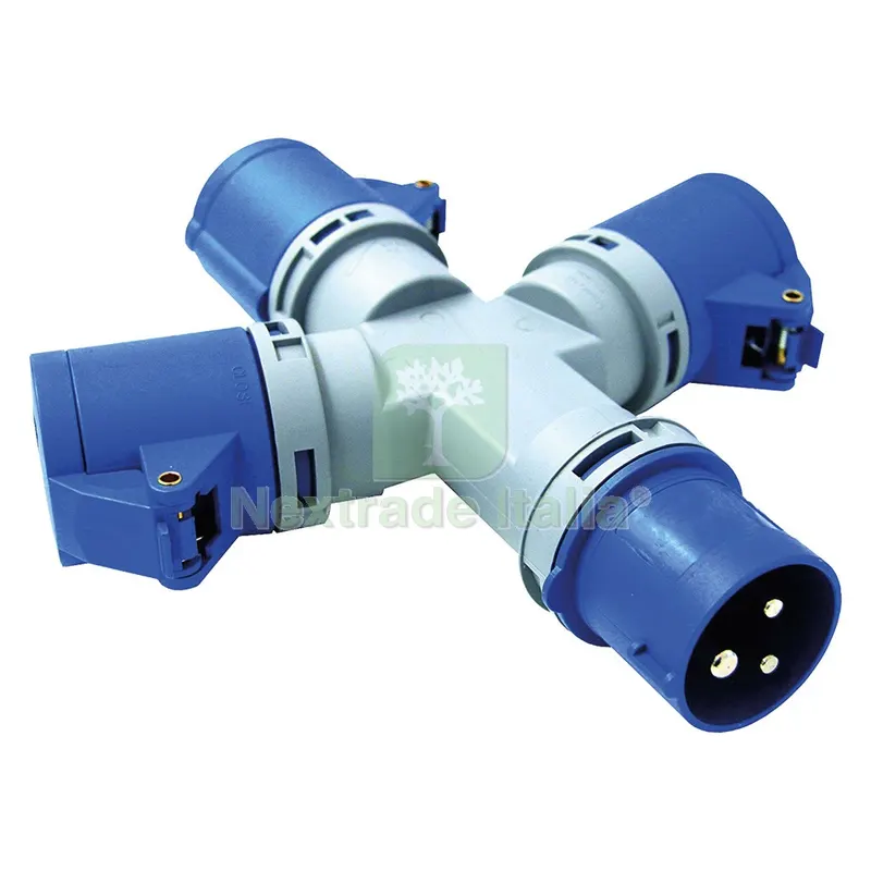 ADATTATORE INDUSTRIALE TRIPLO blu - art.80800 — Accessori recinzione — rif. FERX.8061156NLM ADATTATORE INDUSTRIALE TRIPLO blu - art.80800 — Accessori recinzione — rif. FERX.8061156NLM