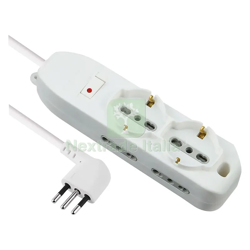 MULTIPRESA CON INTERRUTTORE 2 Schuko + 4 Bival.10/16A - 62047 — Interruttori e prese — rif. FERX.8091580NLM