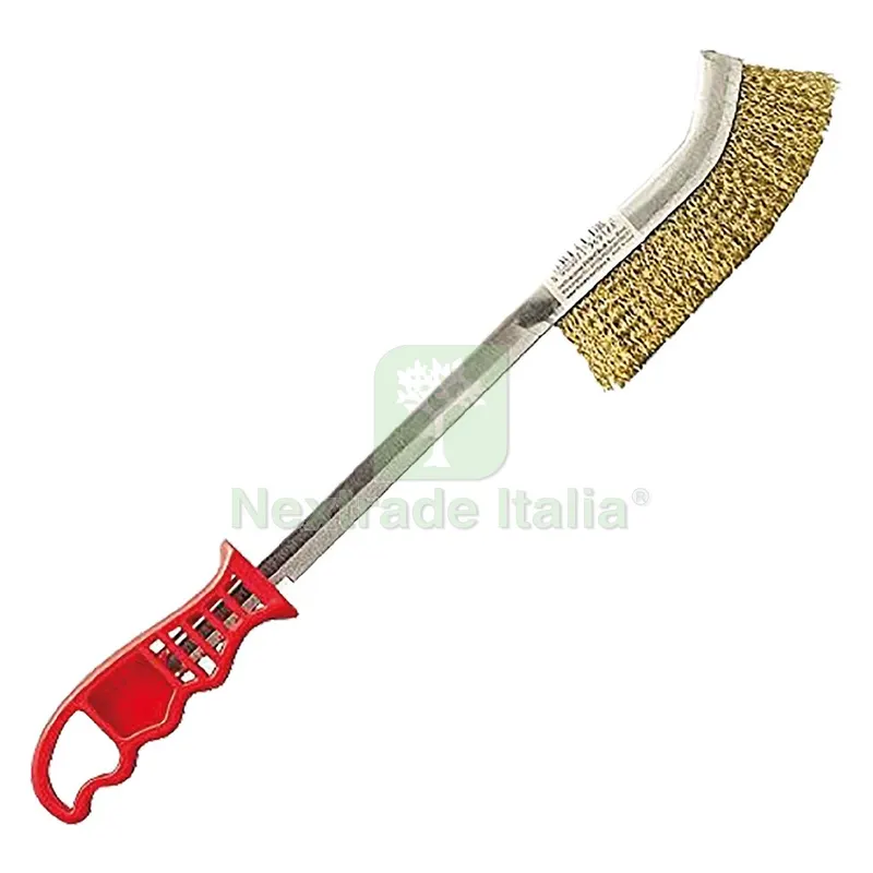 SPAZZOLA A MANO CURVA LUNGA 'SPID' ACCIAIO — Spazzole metalliche manuali — rif. FERX.502708NLM