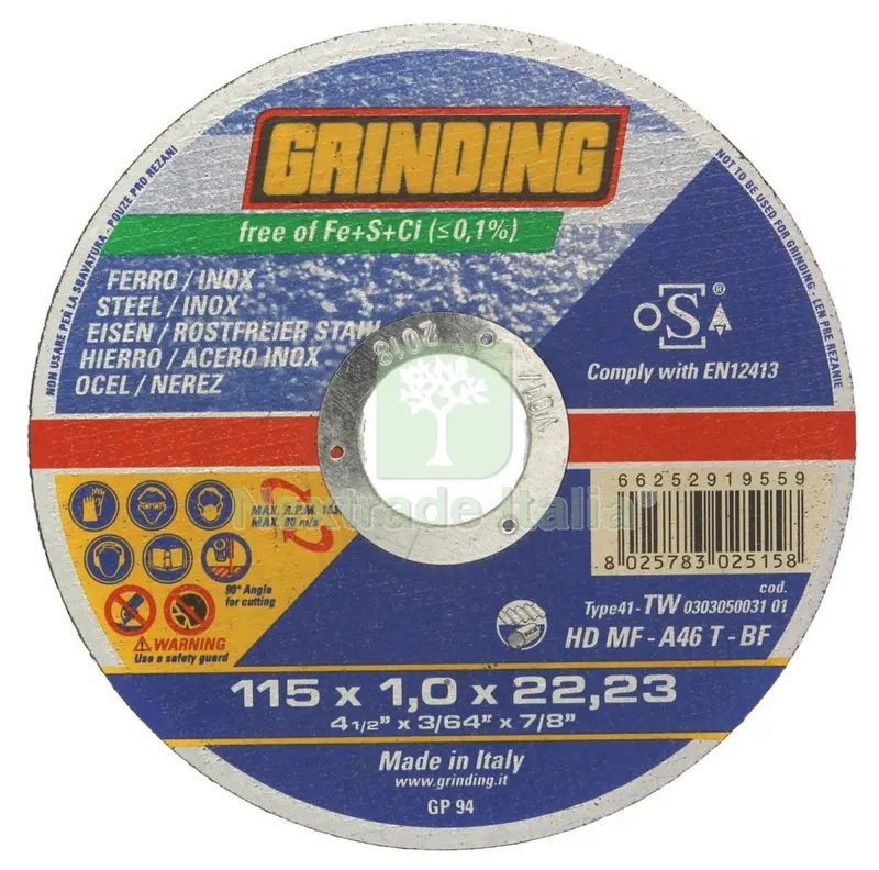 10PZ Grinding Minidisco Piano per Ferro Diametro 115 MM Spessore 1,0 MM — Punte, frese e dischi — rif. FERX.10115 10PZ Grinding Minidisco Piano per Ferro Diametro 115 MM Spessore 1,0 MM — Punte, frese e dischi — rif. FERX.10115