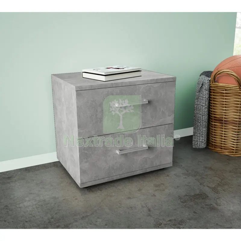 Kit Comodino 2 Cassetti CM 48X41X36 Cemento CHIARO.K4298 — Arredo — rif. FERX.1031 Kit Comodino 2 Cassetti CM 48X41X36 Cemento CHIARO.K4298 — Arredo — rif. FERX.1031
