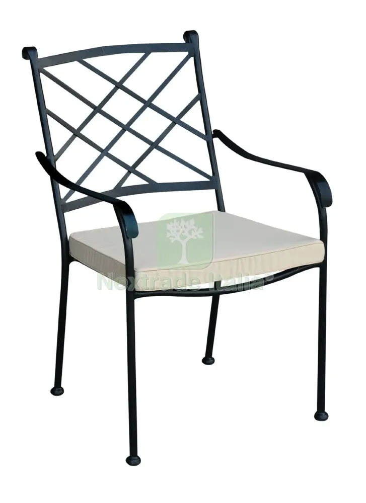 4PZ Poltrona "superba" in Ferro Battuto con Cuscino — Arredo — rif. FERX.10405 4PZ Poltrona "superba" in Ferro Battuto con Cuscino — Arredo — rif. FERX.10405