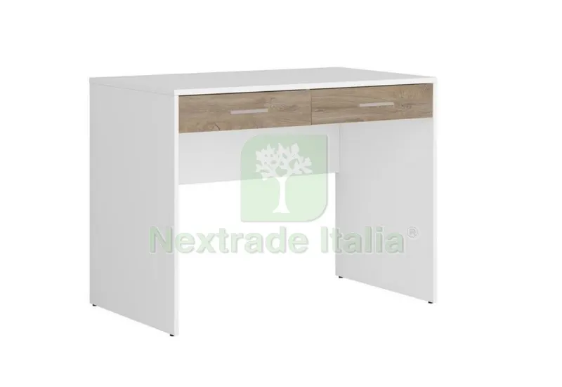 Kit Scrivania USB 2 Cassetti CM 100X60X75 Bianco/Rovere — Arredo — rif. FERX.1047