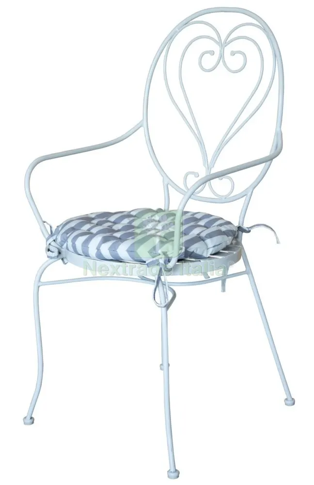 2PZ Poltrona "naomi"in Ferro Battuto Verniciato Bianco con Cuscino Dimensioni CM 53X99H — Arredo — rif. FERX.10548 2PZ Poltrona "naomi"in Ferro Battuto Verniciato Bianco con Cuscino Dimensioni CM 53X99H — Arredo — rif. FERX.10548