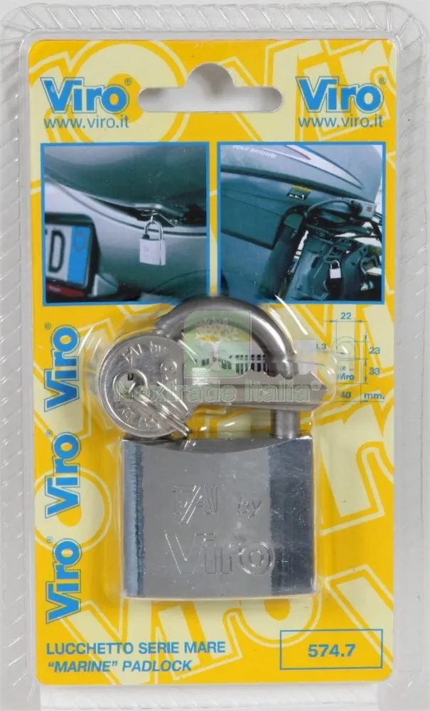 VIRO BLISTER ART. 574 LUCCHETTO MARE LARGHEZZA MM 40 — Lucchetti e catene — rif. FERX.10681