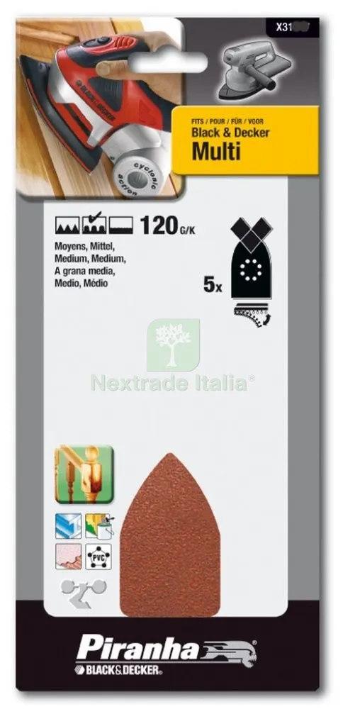 PIRANHA X31800 AL CORINDONE 5 FOGLI VELCRATI GRANE ASSORTITE DIMENSIONI MM 115X230 — Tubi e raccordi — rif. FERX.1089