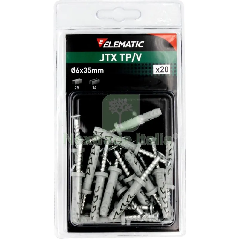 10CF ELEMATIC BLISTER TASSELLO JTX TP/V 6X35 CON VITE 20 PZ — Tasselli e ancoraggi — rif. FERX.1105