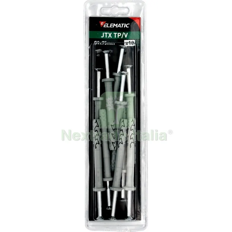 10CF Elematic Blister Tasselli JTX Testa Piana Vite TP/V CM 8X75 (PZ.10) — Tasselli e ancoraggi — rif. FERX.1108
