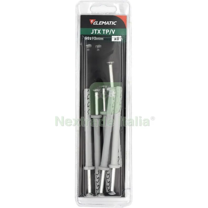10CF Elematic Blister Tasselli JTX Testa Piana Vite TP/V 8X95 (PZ.6) — Tasselli e ancoraggi — rif. FERX.1110 10CF Elematic Blister Tasselli JTX Testa Piana Vite TP/V 8X95 (PZ.6) — Tasselli e ancoraggi — rif. FERX.1110