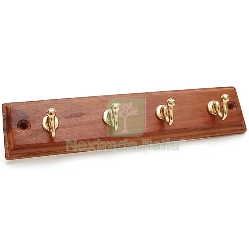 5PZ Appendiabiti Holz Noce/Oro 4 Ganci Dimensioni CM.23,5X5 — Casalinghi e organizzazione — rif. FERX.11454 5PZ Appendiabiti Holz Noce/Oro 4 Ganci Dimensioni CM.23,5X5 — Casalinghi e organizzazione — rif. FERX.11454