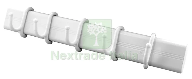 10PZ Appendino Adesivo 4 Ganci Scorrevoli Color Bianco Dimensioni Base CM.23X3H — Accessori bagno — rif. FERX.11473