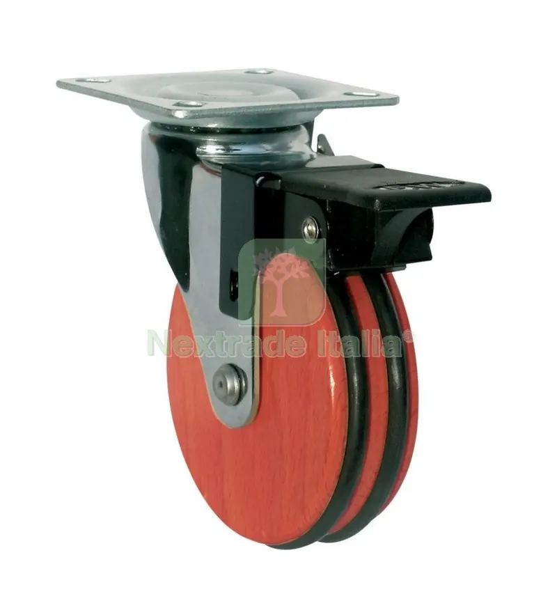 8PZ Ruota per Mobili Color Ciliegio con Piastra Diametro MM.50 con Freno — Ferramenta per legno e mobili — rif. FERX.11680 8PZ Ruota per Mobili Color Ciliegio con Piastra Diametro MM.50 con Freno — Ferramenta per legno e mobili — rif. FERX.11680