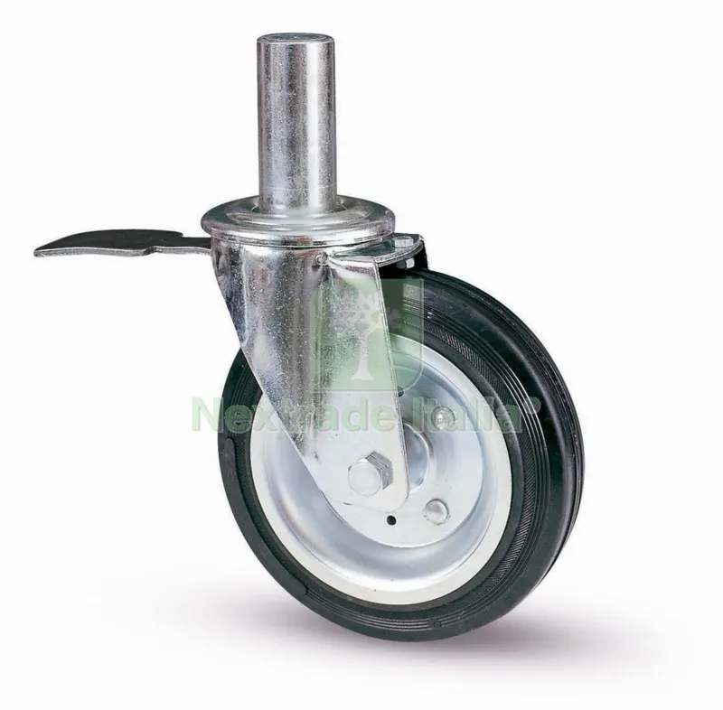 Ruota Ponteggi Innocenti 80/BIS B-I Diametro 200 con Freno — Ferramenta per legno e mobili — rif. FERX.12032 Ruota Ponteggi Innocenti 80/BIS B-I Diametro 200 con Freno — Ferramenta per legno e mobili — rif. FERX.12032