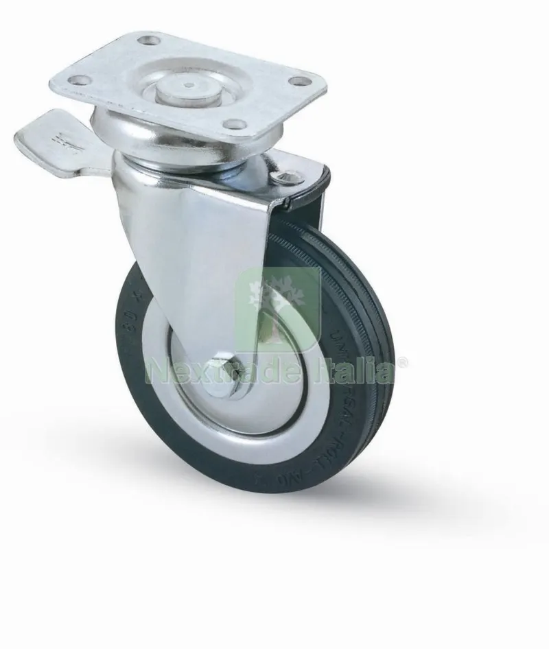 Ruota Mobilie Diametro 80 con Piastra e Freno — Ferramenta per legno e mobili — rif. FERX.12544