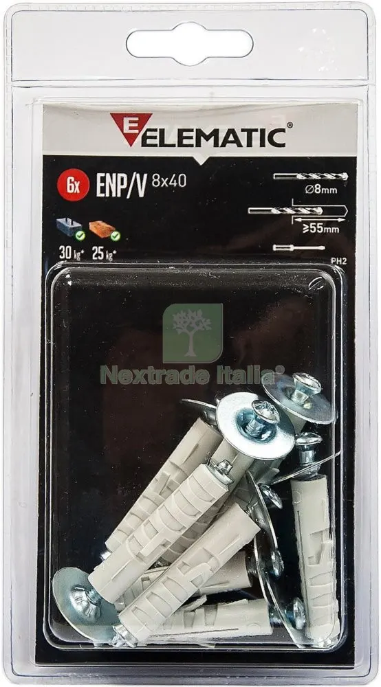 8CF ELEMATIC BLISTER TASSELLO ENP/V 9 CON VITE 6 PZ — Tasselli e ancoraggi — rif. FERX.12663