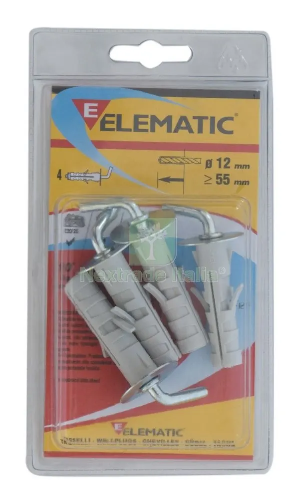 8CF ELEMATIC BLISTER TASSELLO ENP/GM12 GANCIO MEDIO 4 PZ — Tasselli e ancoraggi — rif. FERX.12910 8CF ELEMATIC BLISTER TASSELLO ENP/GM12 GANCIO MEDIO 4 PZ — Tasselli e ancoraggi — rif. FERX.12910