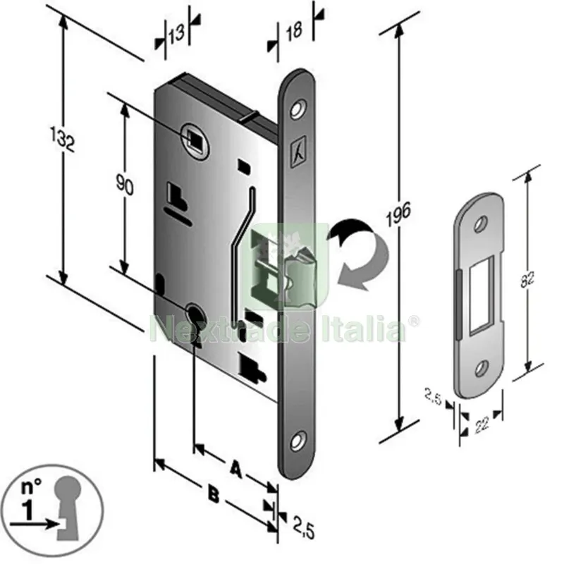 5PZ Patent B.SOFT 8/90 Scrocco Centrale BT Entrata 50 Finitura Cromato Opaco — Serrature e cilindri — rif. FERX.12996 5PZ Patent B.SOFT 8/90 Scrocco Centrale BT Entrata 50 Finitura Cromato Opaco — Serrature e cilindri — rif. FERX.12996
