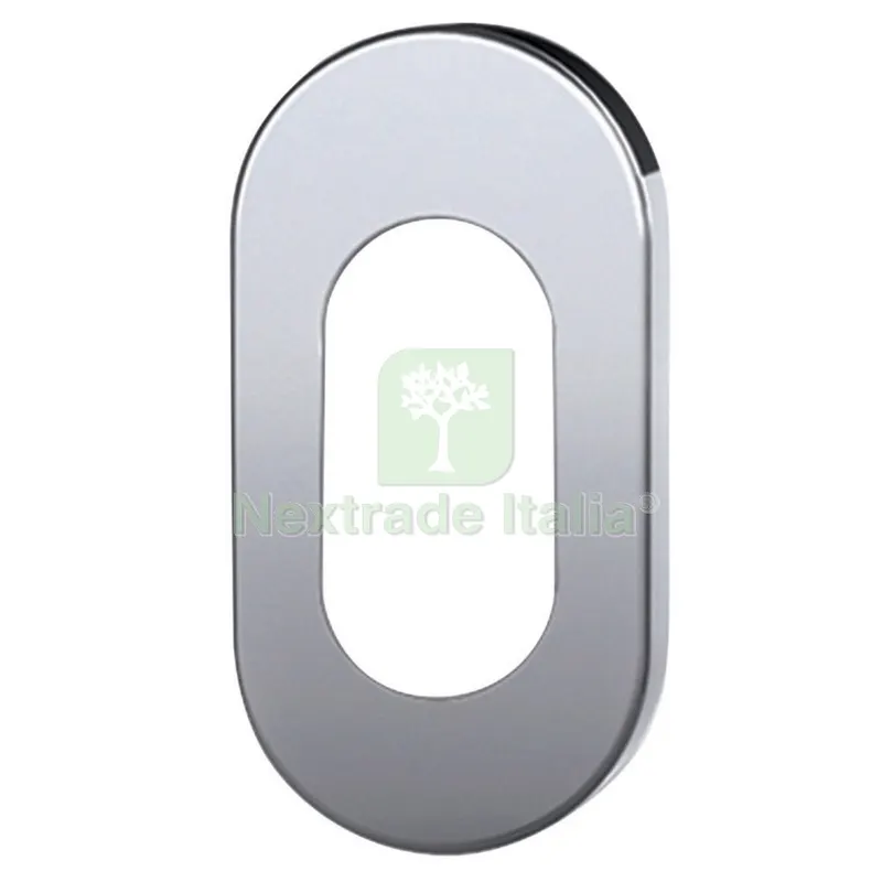 10PZ Bocchetta Ovale BASSA(MM6)INOX Satinato Foro Cilindro — Serrature e cilindri — rif. FERX.12998
