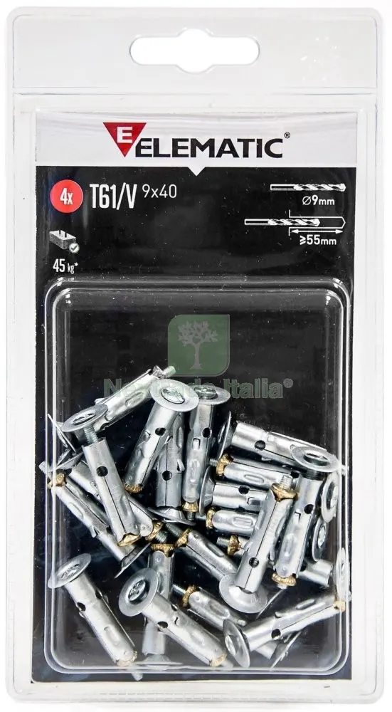 8CF ELEMATIC BLISTER TASSELLO T61/OA9 OCCHIELLO APERTO 4 PZ — Tasselli e ancoraggi — rif. FERX.13143