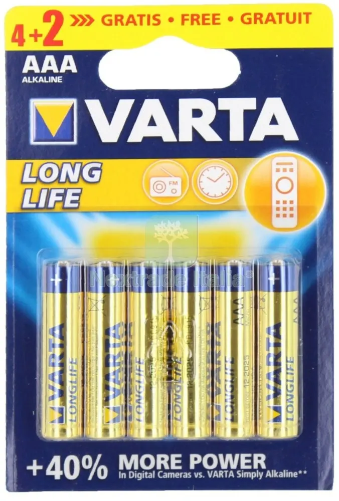 20BLISTER VARTA LONGLIFE MINISTILO AA BLISTER DA 6 PZ. — Caricabatterie e alimentatori — rif. FERX.13292