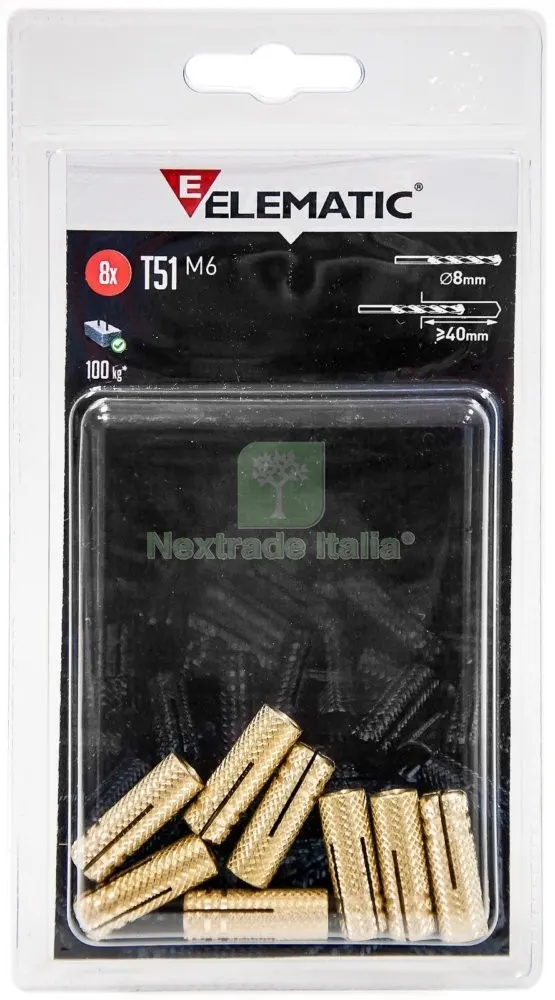 15CF ELEMATIC BLISTER TASSELLO T51 M6 OTTONE 8 PZ — Tasselli e ancoraggi — rif. FERX.13529 15CF ELEMATIC BLISTER TASSELLO T51 M6 OTTONE 8 PZ — Tasselli e ancoraggi — rif. FERX.13529