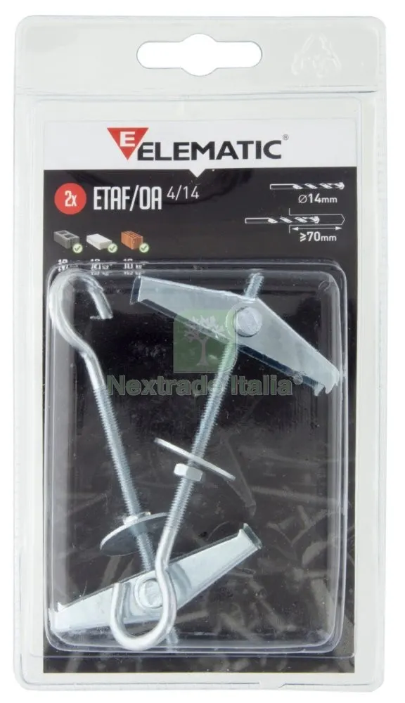8CF ELEMATIC BLISTER ANCORA ETAF/OA OCCHIOLO APERTO 2 PZ — Minuteria metallica — rif. FERX.13650