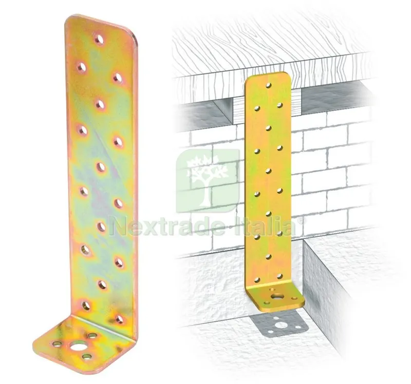 10PZ Piastra Angolare in Acciaio Tropicalizzato MM 50X300X45 — Ferramenta per legno e mobili — rif. FERX.1369