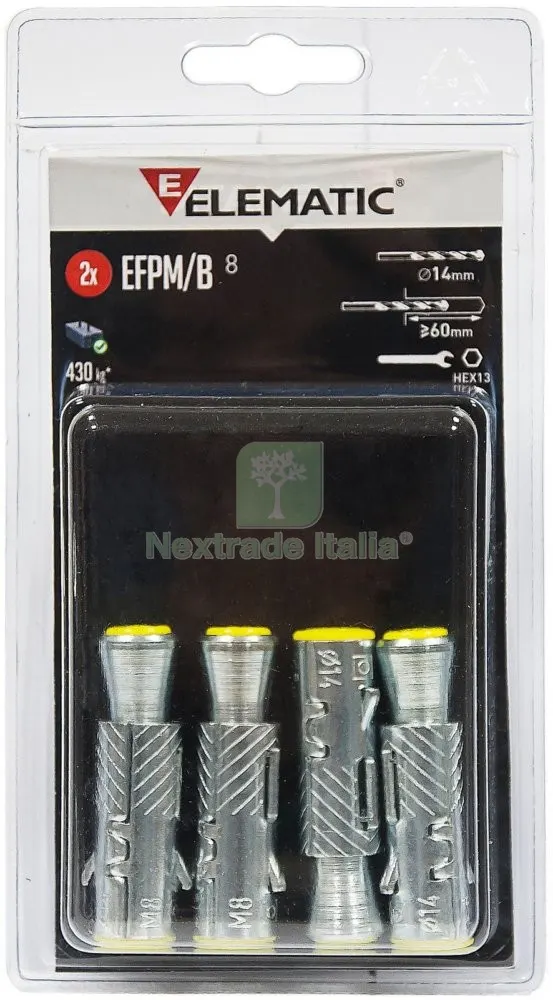 8CF ELEMATIC BLISTER TASSELLO EFPM/B10 CON VITE 2 PZ — Tasselli e ancoraggi — rif. FERX.13747