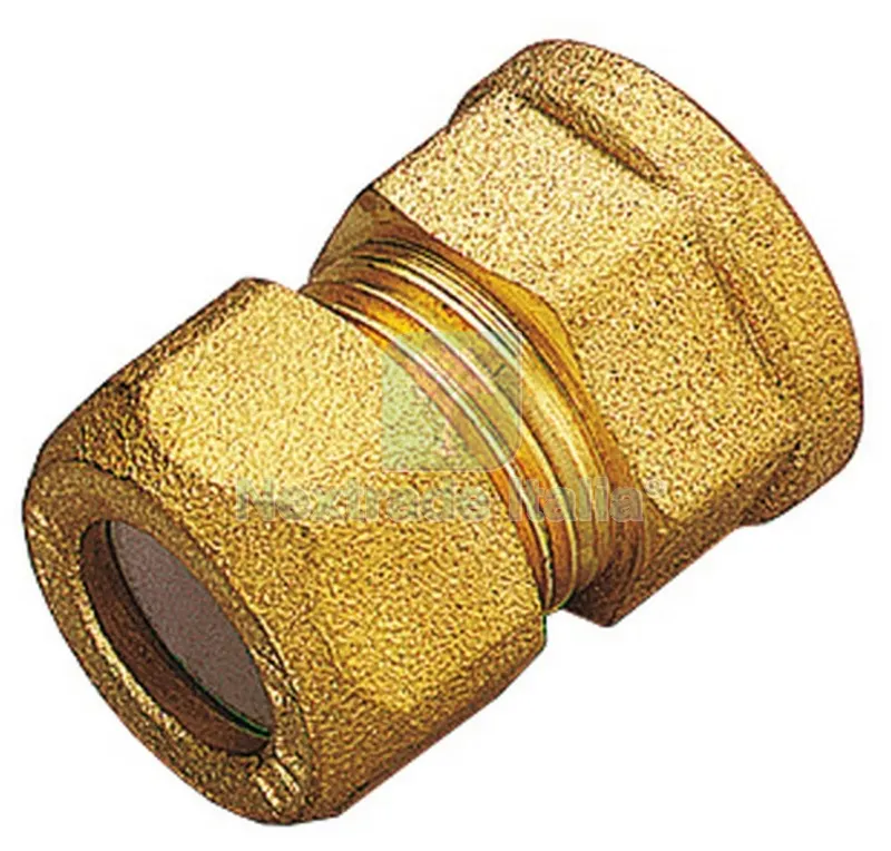 10PZ RACCORDI OTTONE DIRITTI BICONO FEMMINA GAS 12X3/8 — Tubi e raccordi — rif. FERX.13897