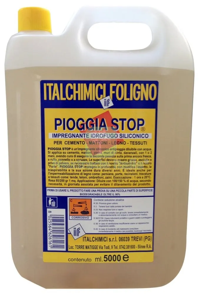 IMPREGNANTE IDROFUGO "PIOGGIA STOP" LT.5 — Vernici e smalti — rif. FERX.13932