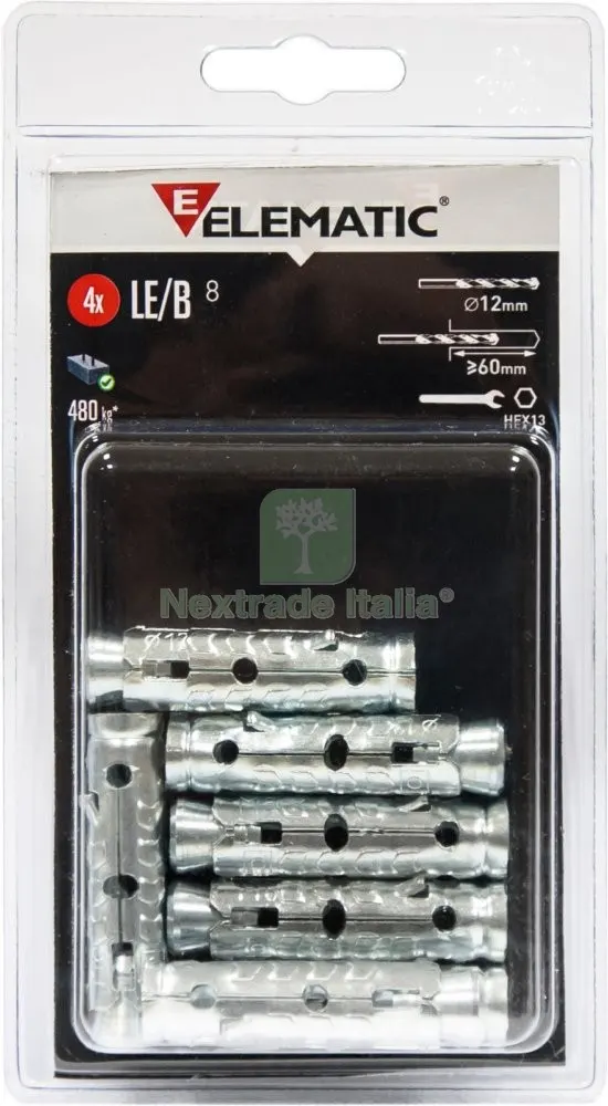 8CF ELEMATIC BLISTER TASSELLO LE/B8 CON VITE 4 PZ — Tasselli e ancoraggi — rif. FERX.13954 8CF ELEMATIC BLISTER TASSELLO LE/B8 CON VITE 4 PZ — Tasselli e ancoraggi — rif. FERX.13954