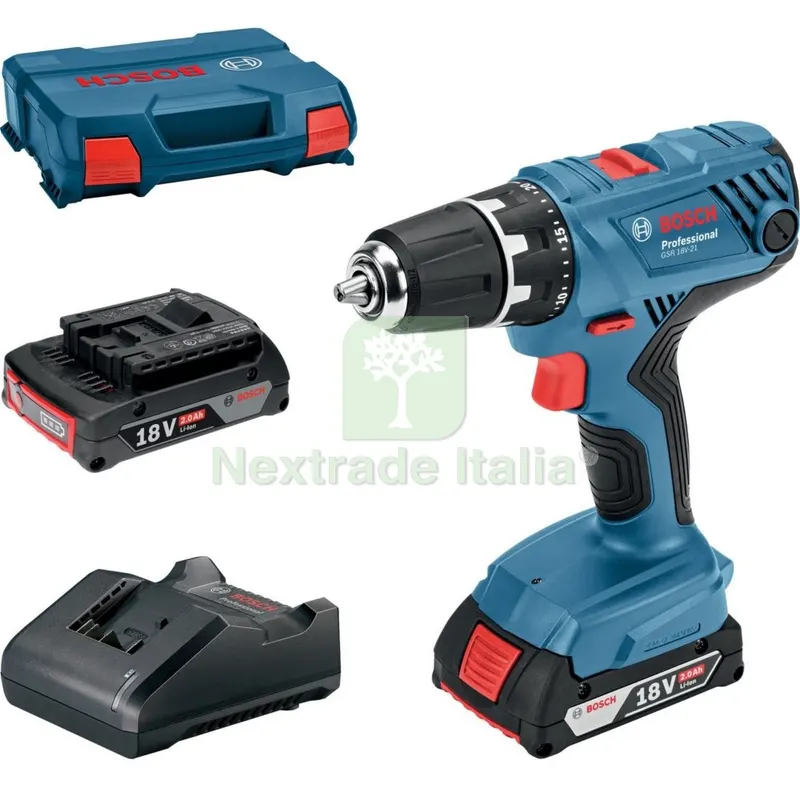 Bosch-B 18V Trapano 2 Batterie 2,0Ah GSR18 V-21 — Trapani e avvitatori — rif. FERX.1433 Bosch-B 18V Trapano 2 Batterie 2,0Ah GSR18 V-21 — Trapani e avvitatori — rif. FERX.1433