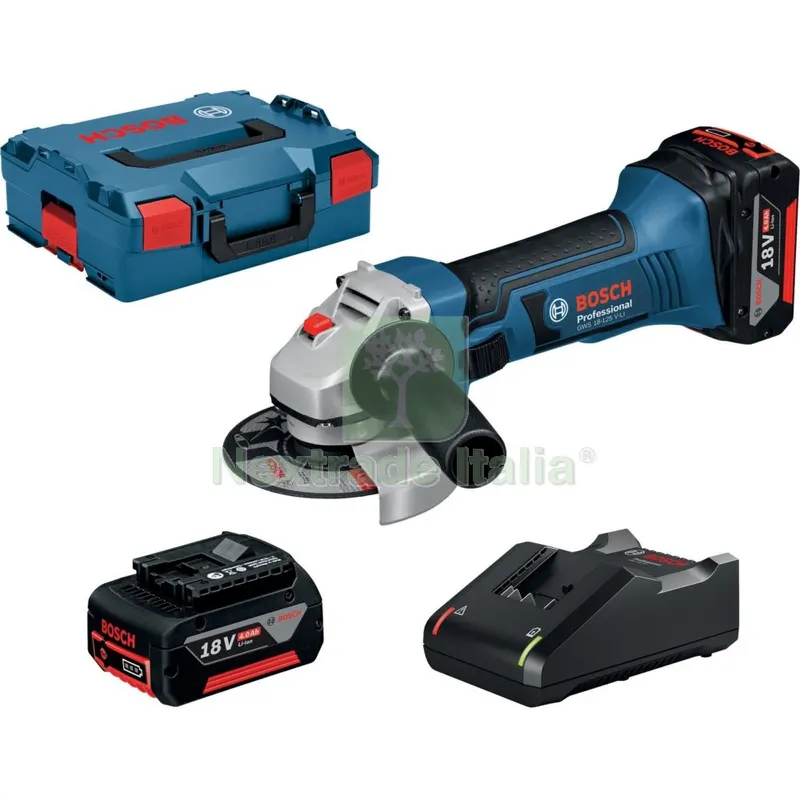 Bosch-B 18V Smerigliatrice 2 Batteria 4,0AH GWS18-125 V-LI — Smerigliatrici e seghe — rif. FERX.1434 Bosch-B 18V Smerigliatrice 2 Batteria 4,0AH GWS18-125 V-LI — Smerigliatrici e seghe — rif. FERX.1434
