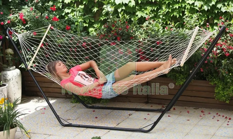 Amaca a Rete con Legno Singola — Tempo libero outdoor — rif. FERX.14348 Amaca a Rete con Legno Singola — Tempo libero outdoor — rif. FERX.14348